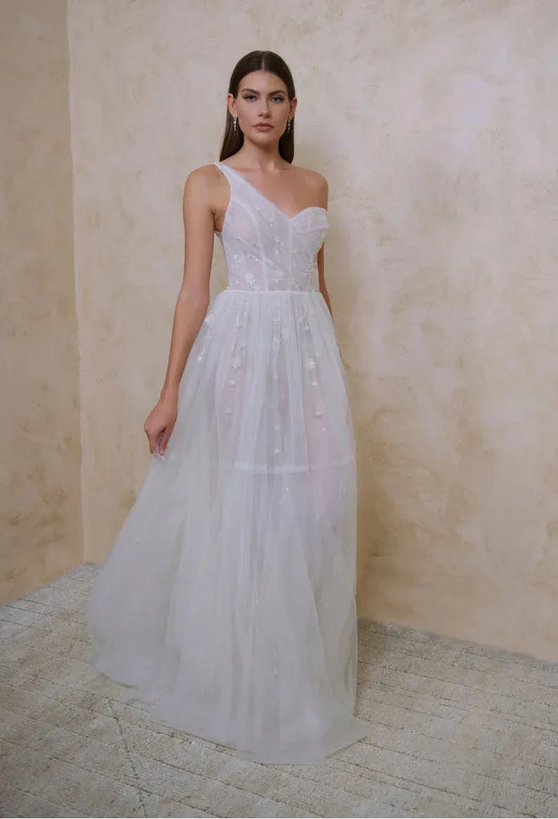 Shop One Shoulder Wedding Dresses Online - One Strap + One Sleeve Luxe Redux Bridal Shop One Shoulder Wedding Dresses Online - One Strap + One Sleeve Luxe Redux Bridal