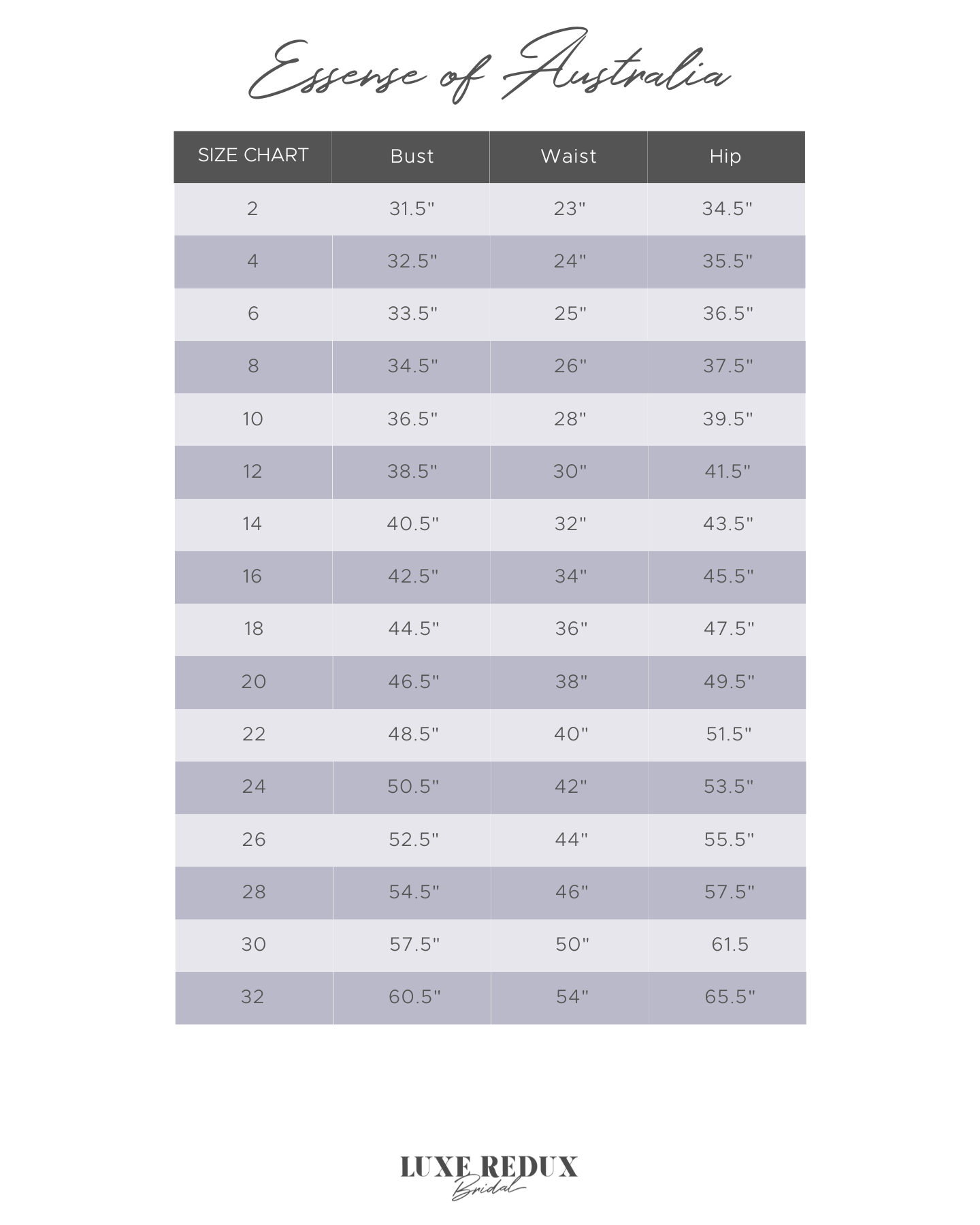 Essense of Australia D3981 - Size 10 Size Chart