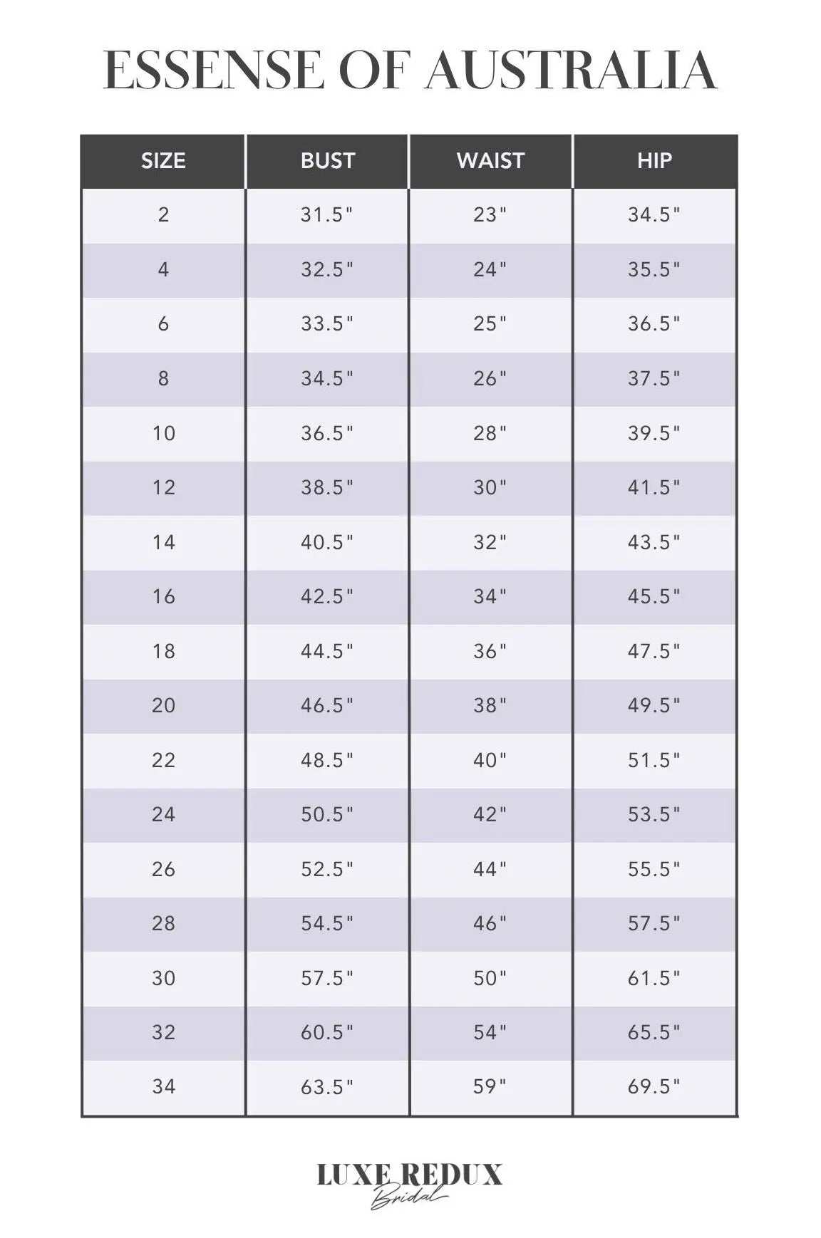 Essense of Australia D4091 - Size 16 Size Chart