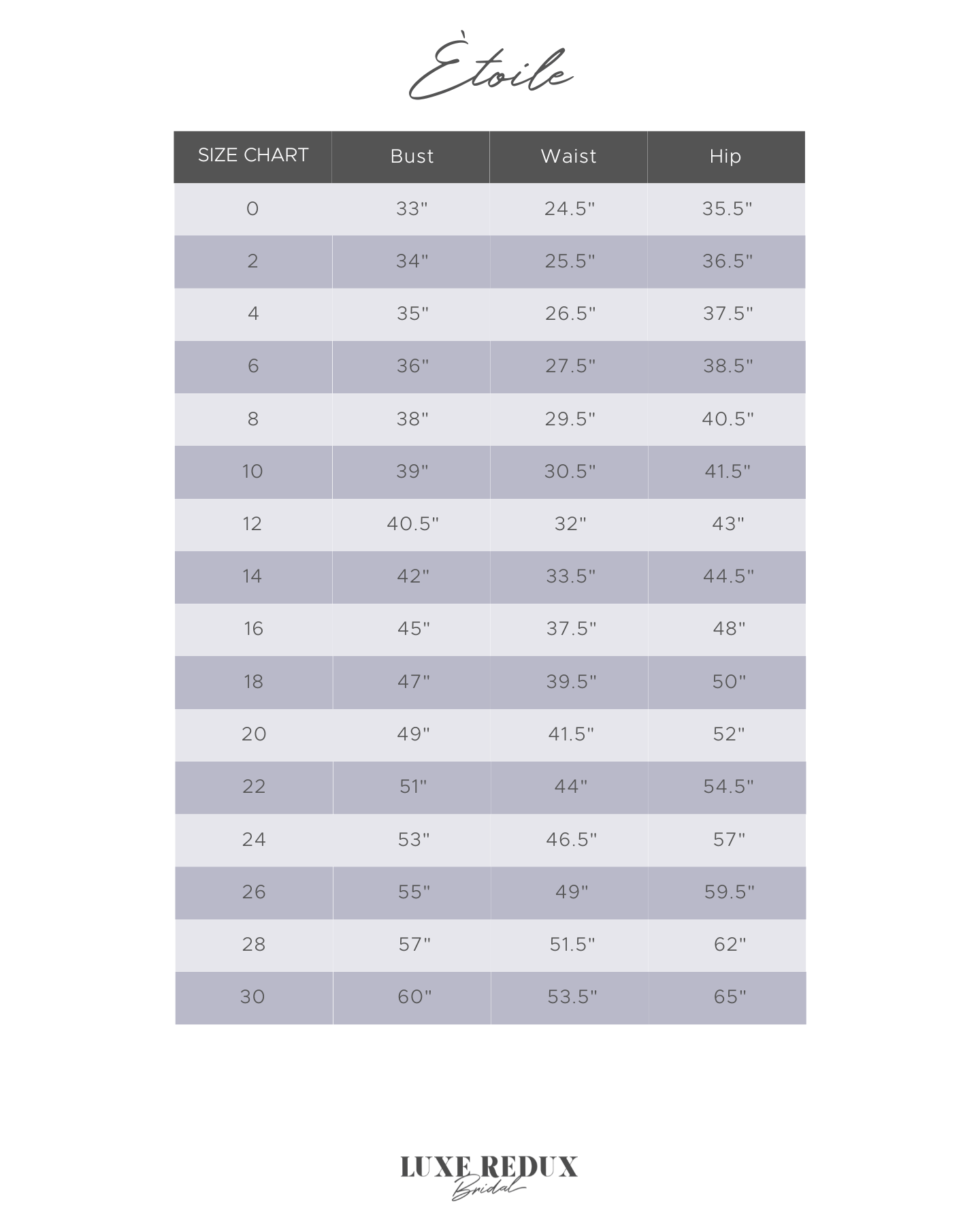 Étoile Avril - Size 10 Size Chart