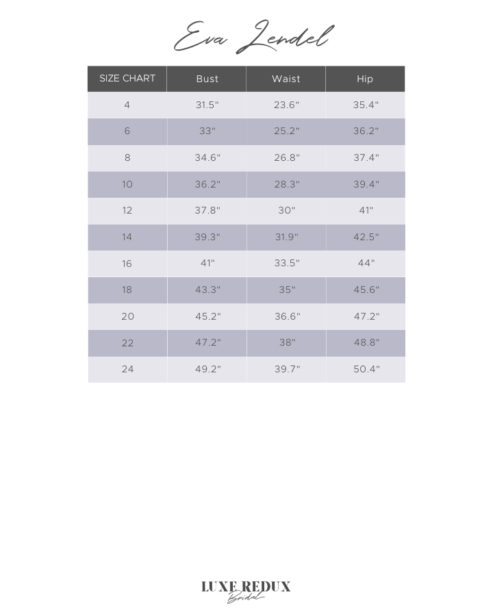 Eva Lendel Lorelei - Size 14 Size Chart