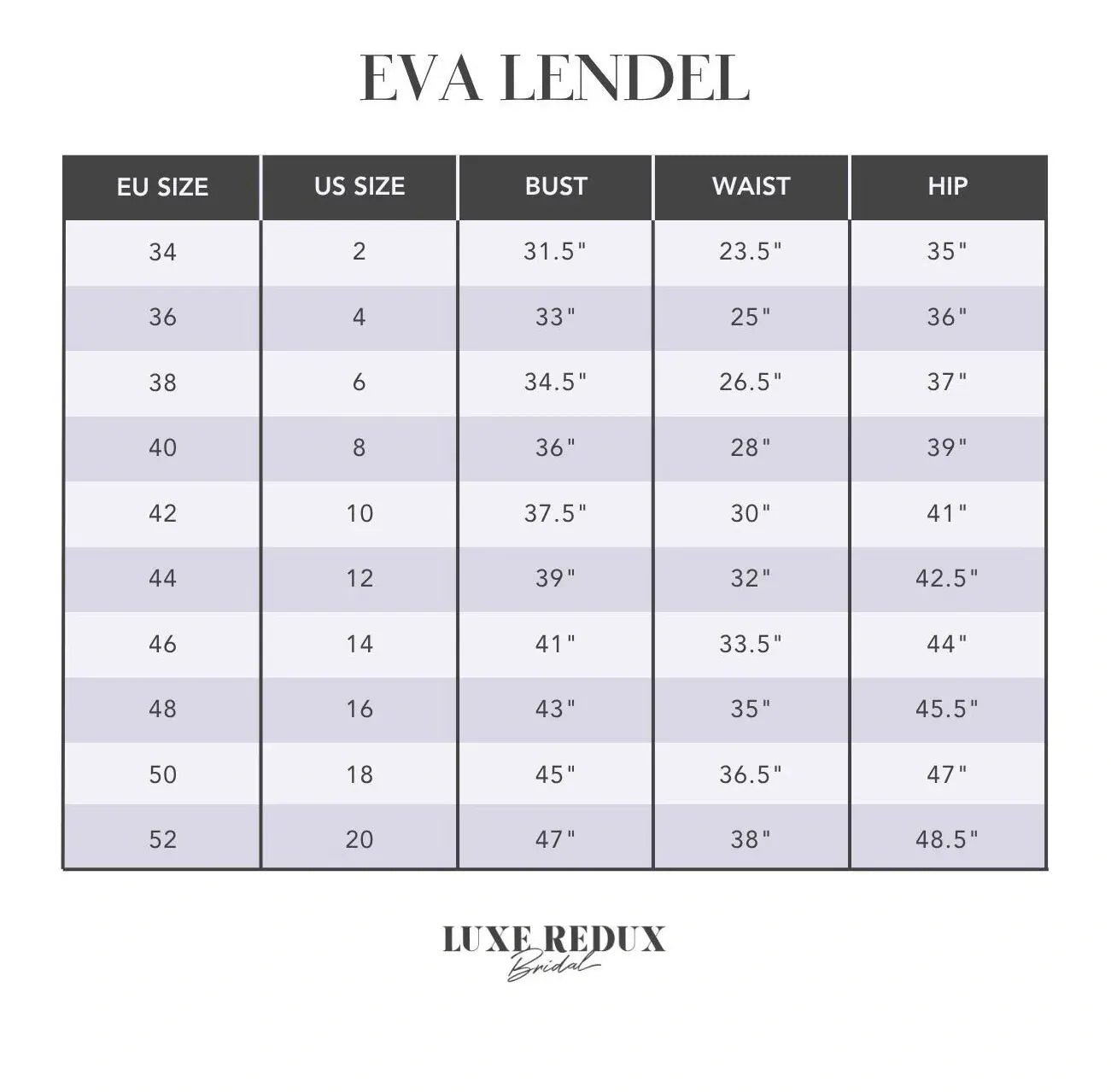 Eva Lendel Lika + Overskirt - Size 12 Size Chart