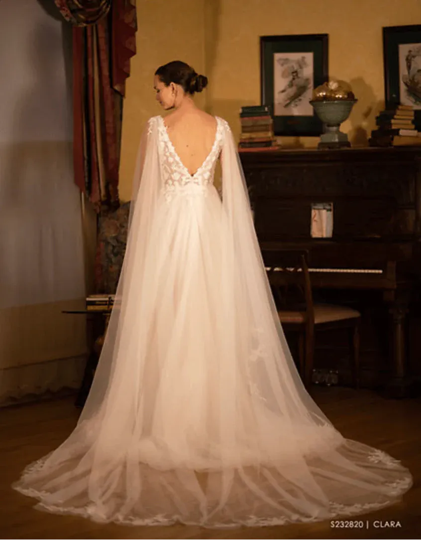 Evelyn Bridal Clara + Cape - Size 6