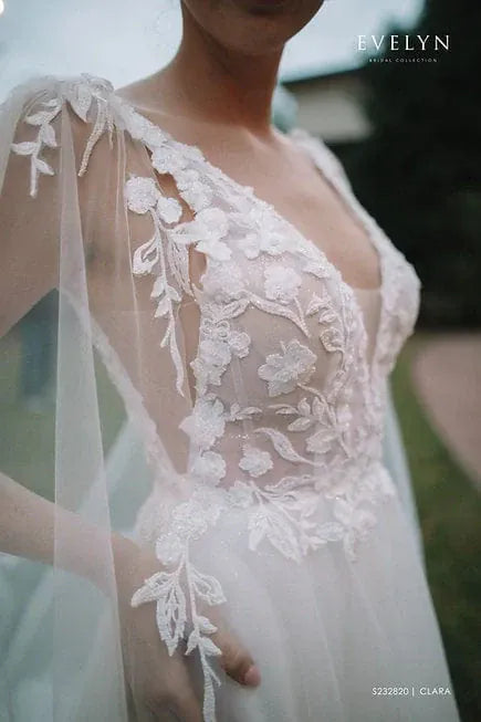 Evelyn Bridal Clara + Cape - Size 6