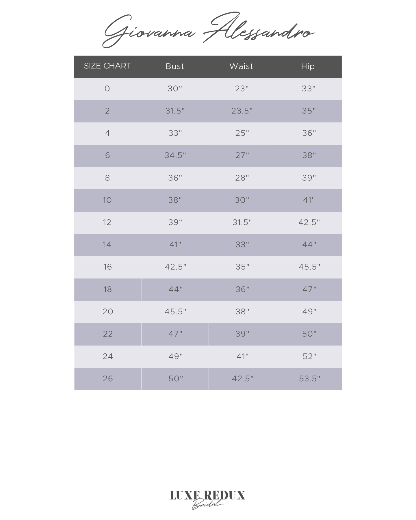 Giovanna Alessandro Emmie - Size 10 Size Chart