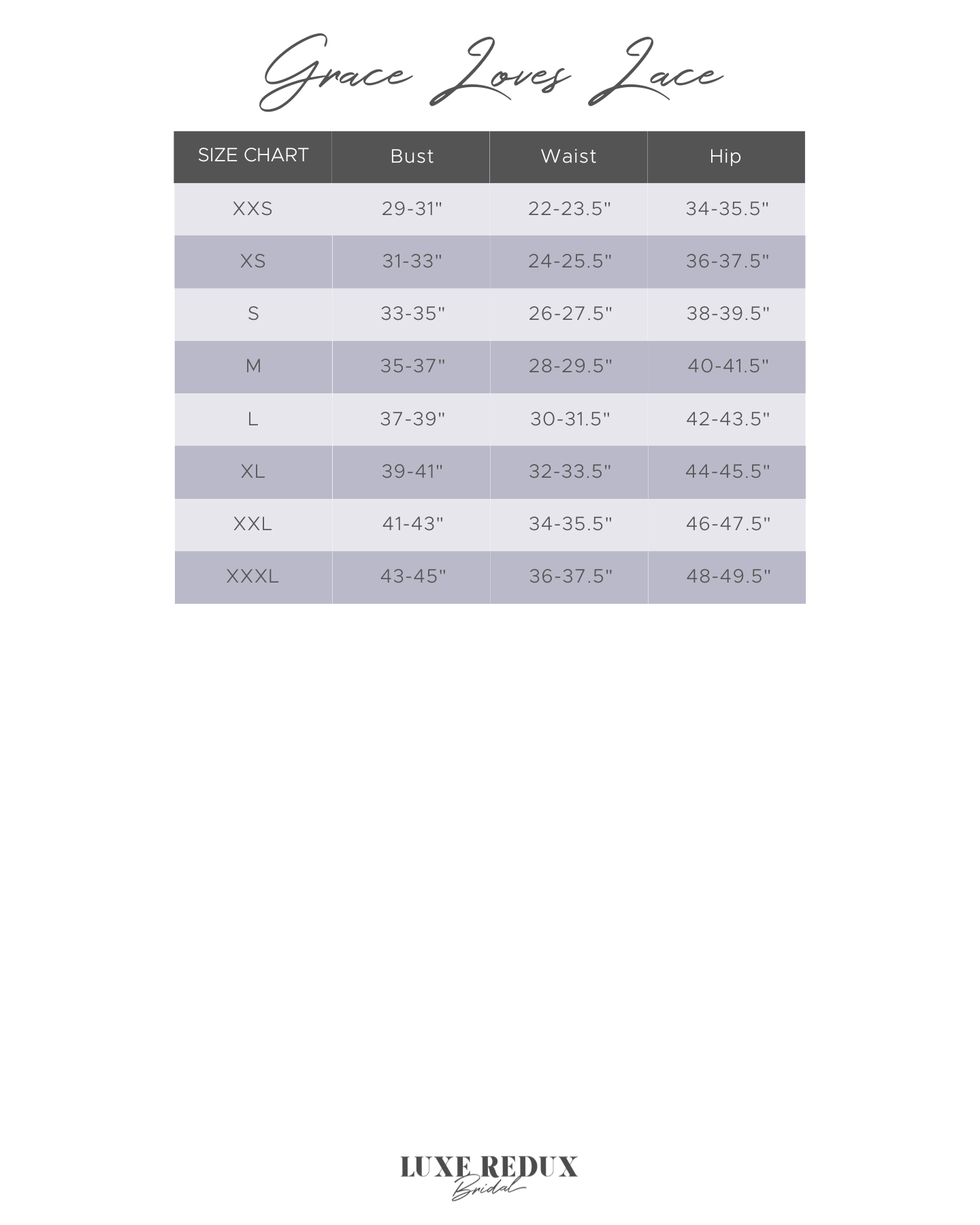 Grace loves 2025 lace sizing