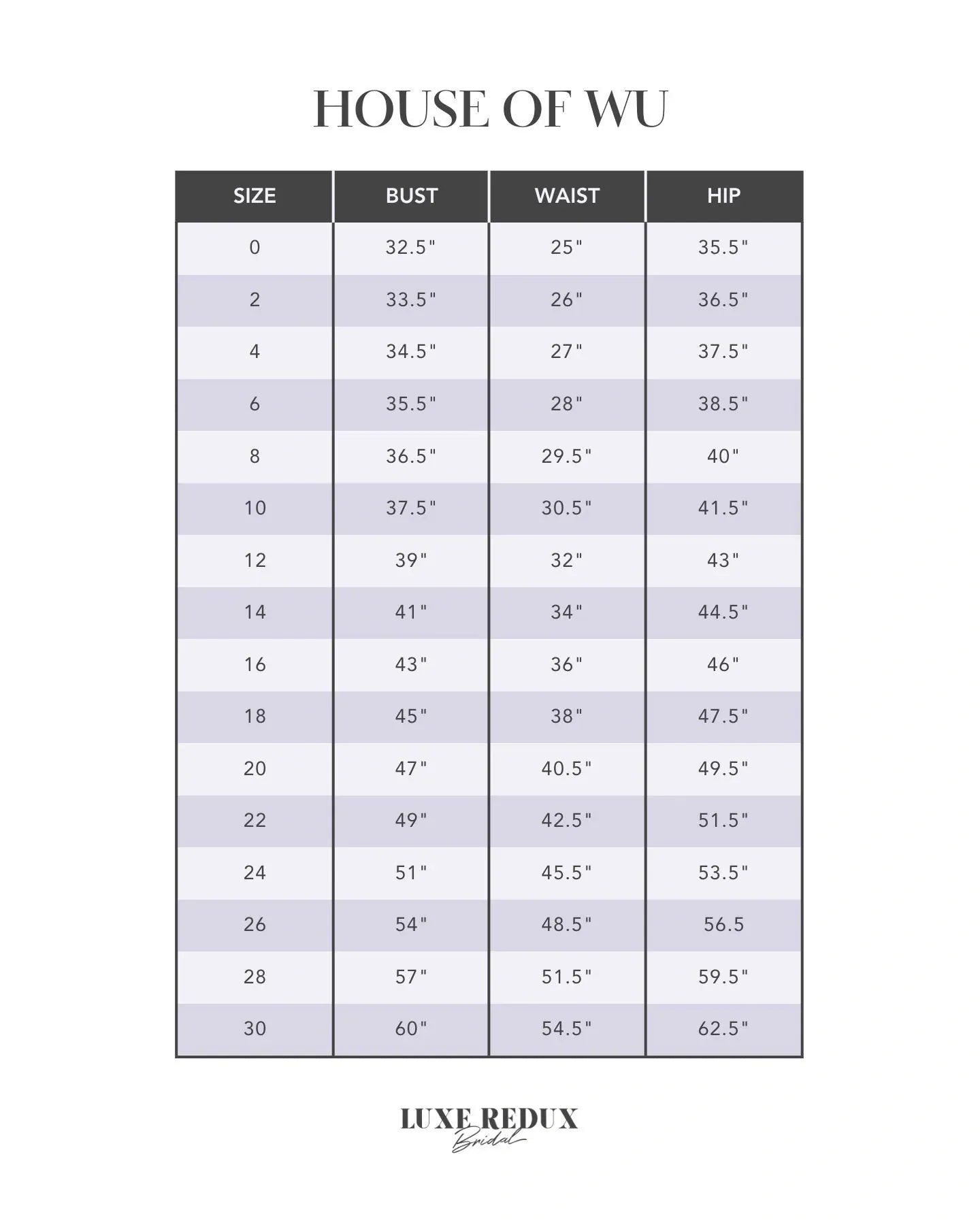 House of Wu 19120 - Size 24 Size Chart