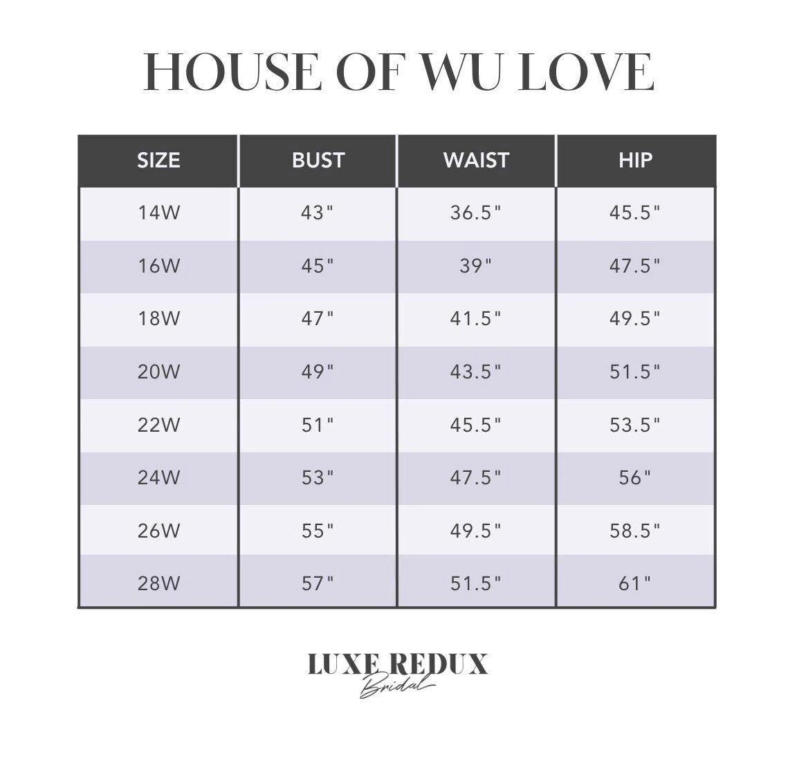 House of Wu 29364 - Size 18W Size Chart