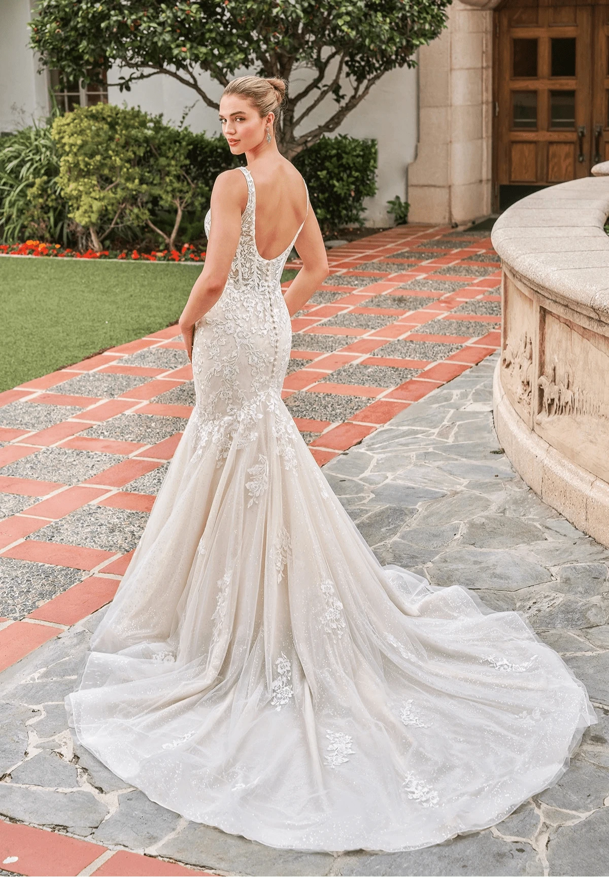 ann taylor jasmine lace wedding dress T182055 V-neck Lace Fit & Flare Wedding Dress