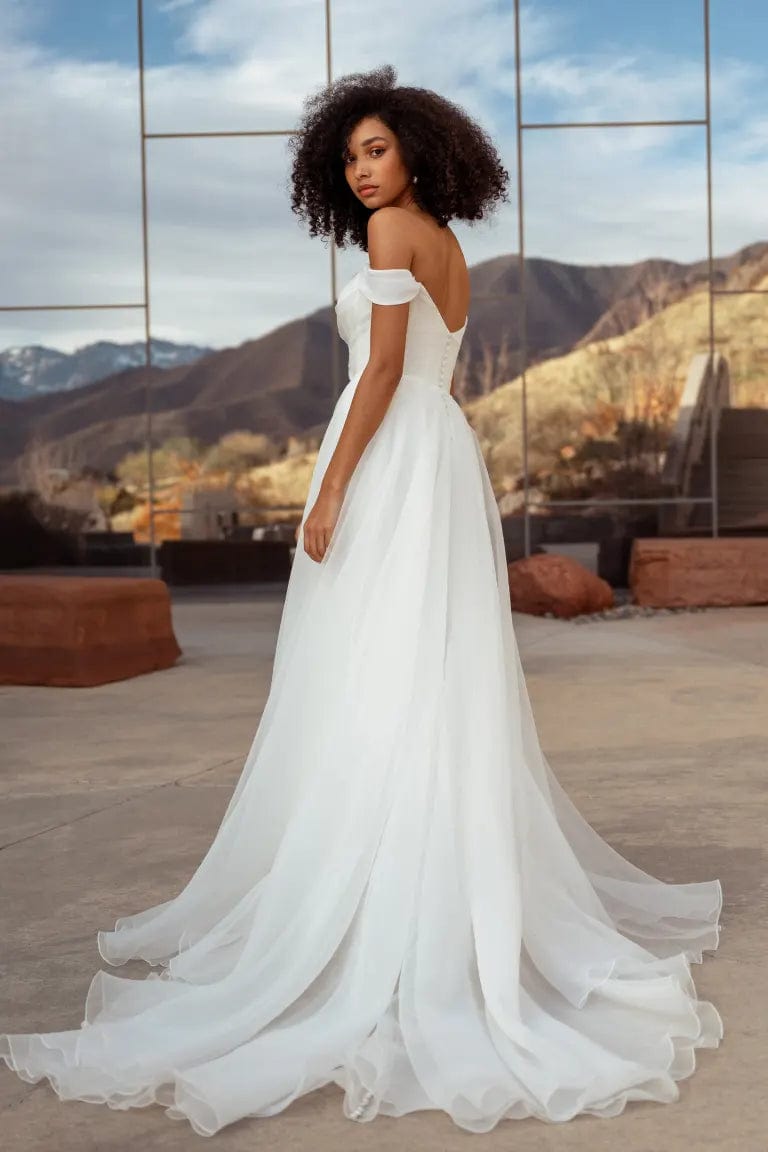 jenny yoo off the shoulder wedding dress Jenny by Jenny Yoo Lee Satin Off-The-Shoulder A-Line Wedding Gown