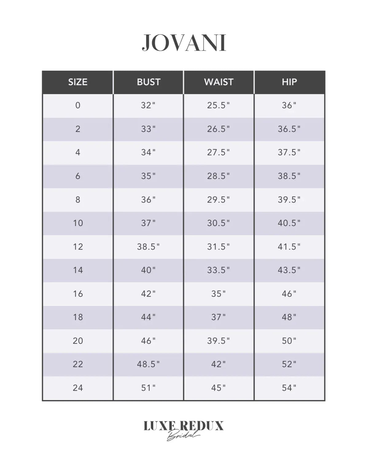 Jovani JB05846 - Size 14 Size Chart