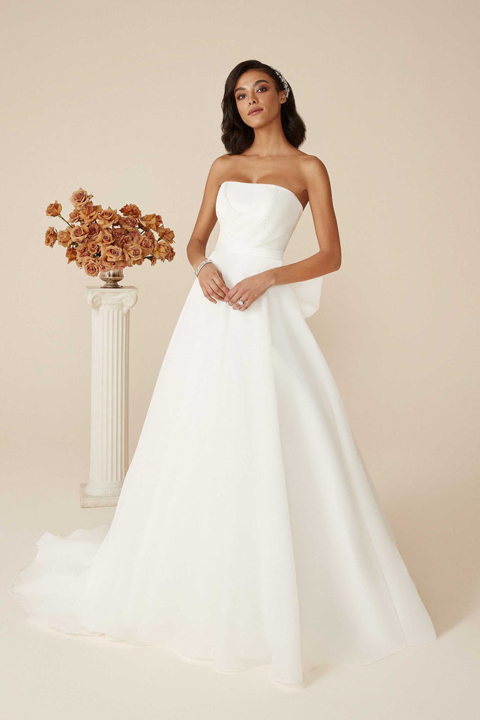 David's Bridal V9454 A-line strapless sweetheart wedding dress/gown beaded  sz 8