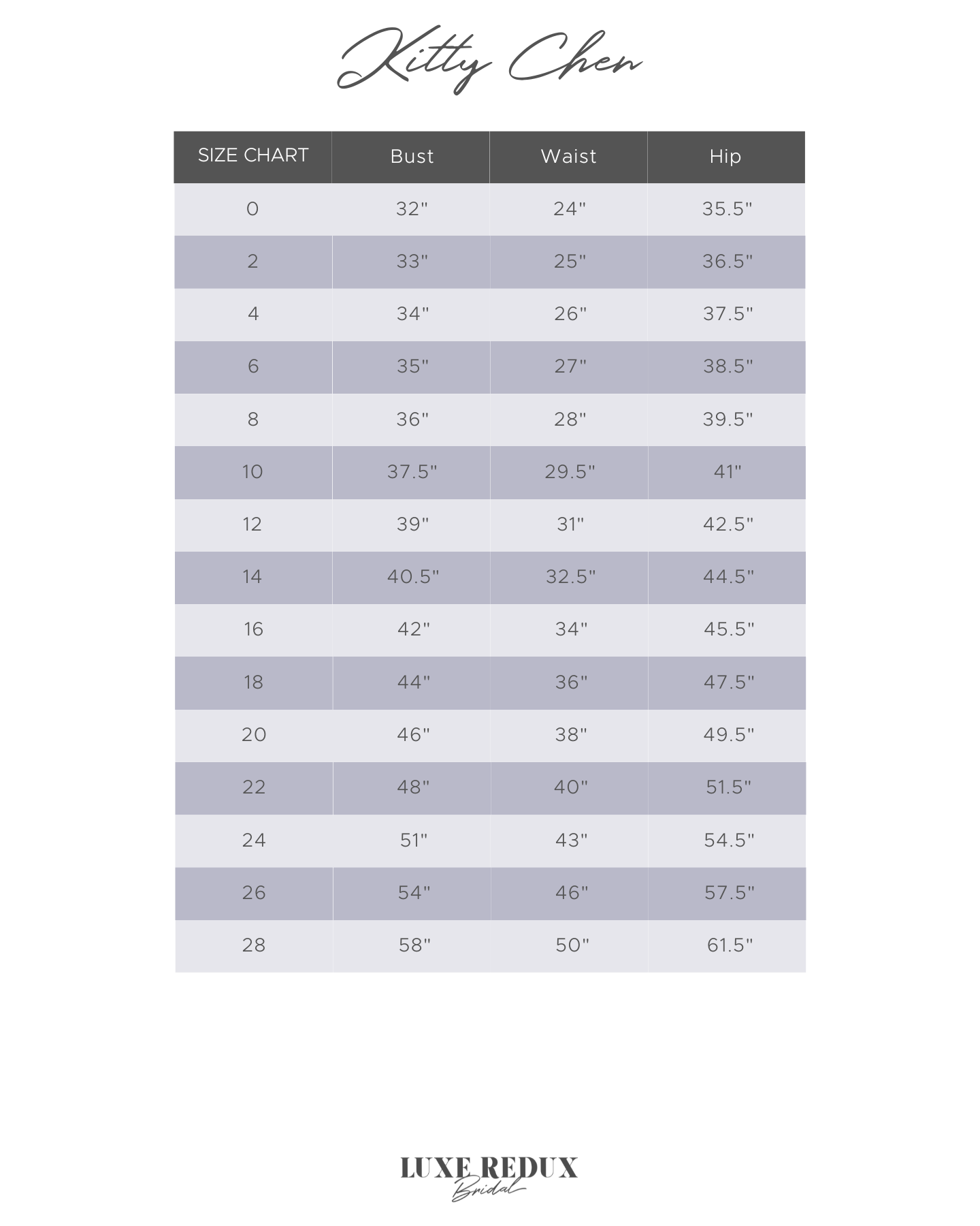 Kitty Chen Brenna Mila - Size 12 Size Chart