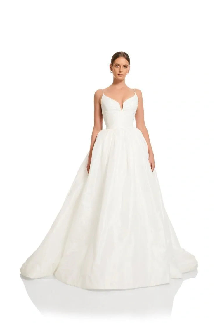 White wedding dress on a white background