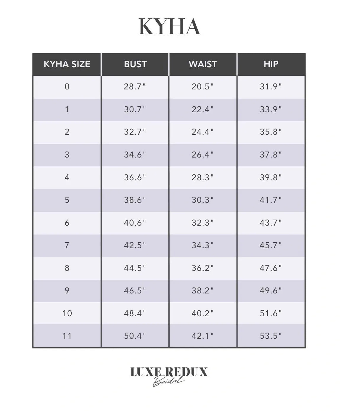 Kyha Halley Corset + Muller Skirt - Size 10 Size Chart