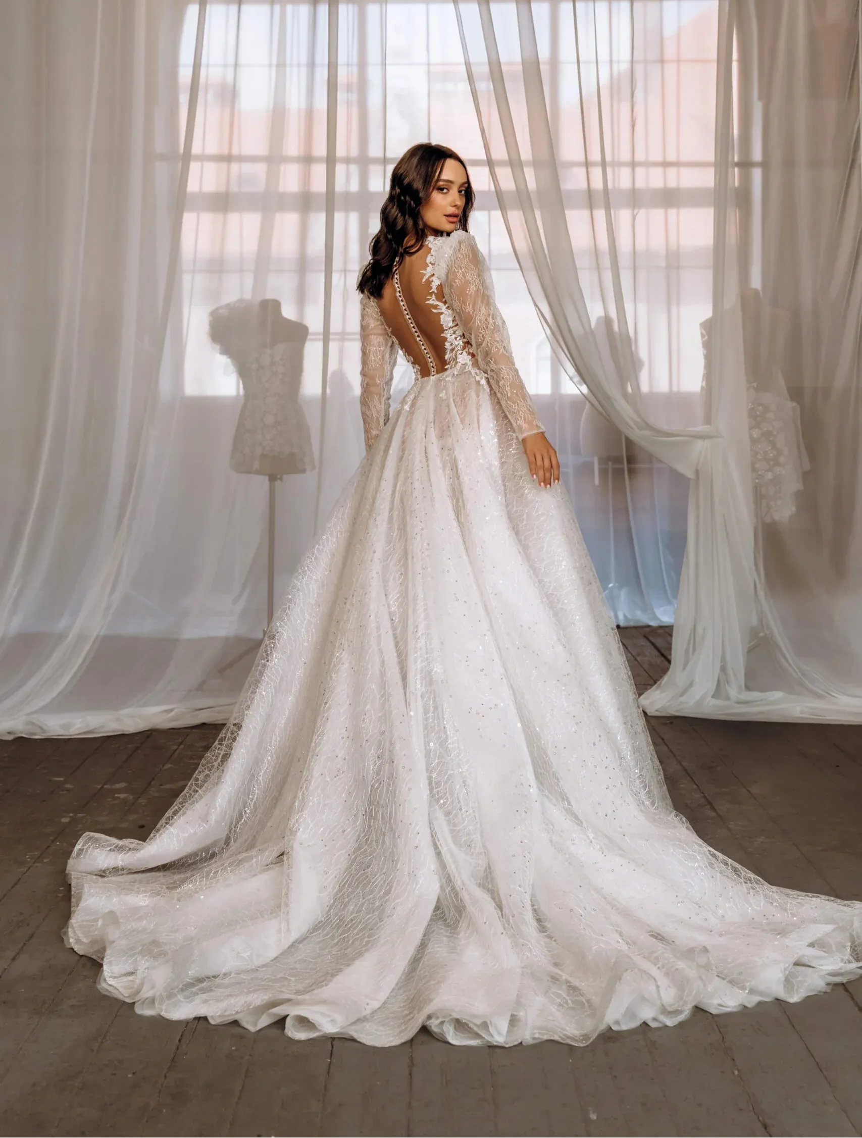 grace with lace wedding dress Off-Shoulder Lace Corset Wedding Dress with Draped Knit Details