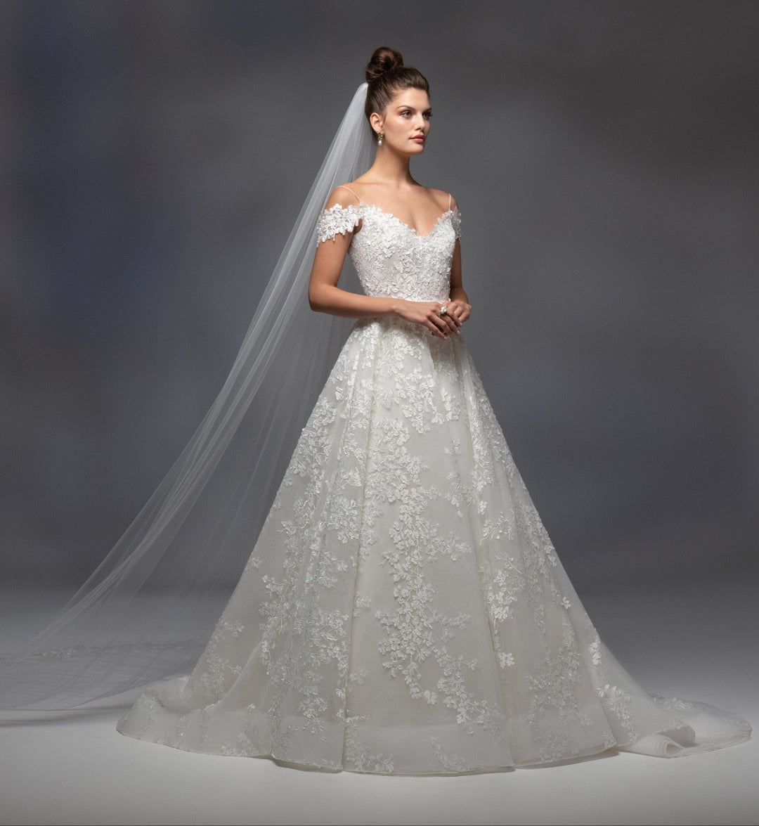 lazaro wedding dress with pink flowers Lazaro Floral Gown 3613