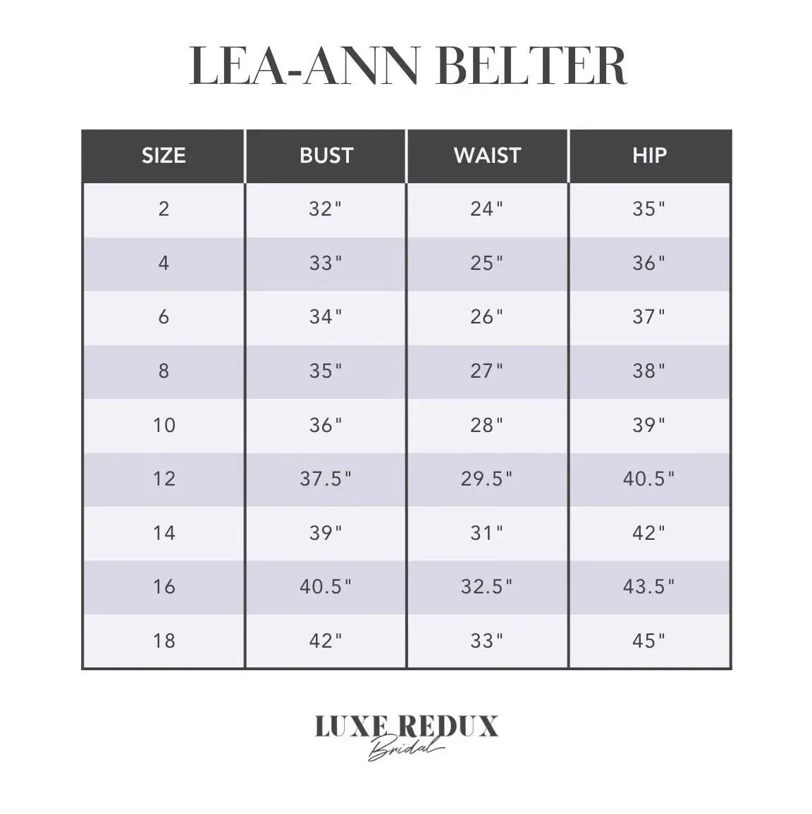 Lea-Ann Belter Orion + Jacket - Size 12 Size Chart