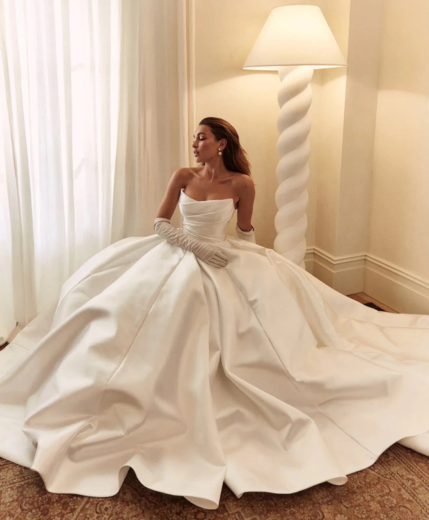 Leah Da Gloria Sasha Wedding Dress – Strapless Mikado Ball Gown with Draped Bodice and Scoop Neckline – Size 10 – Luxe Redux Bridal