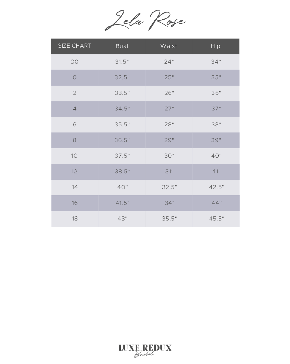 Lela Rose The Mountain - Size 8 Size Chart