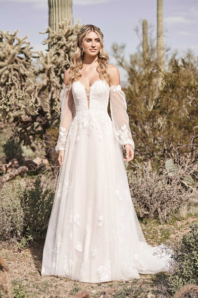 Sparkly Boho Wedding Dress | Short Sleeve Tulle Wedding Dress