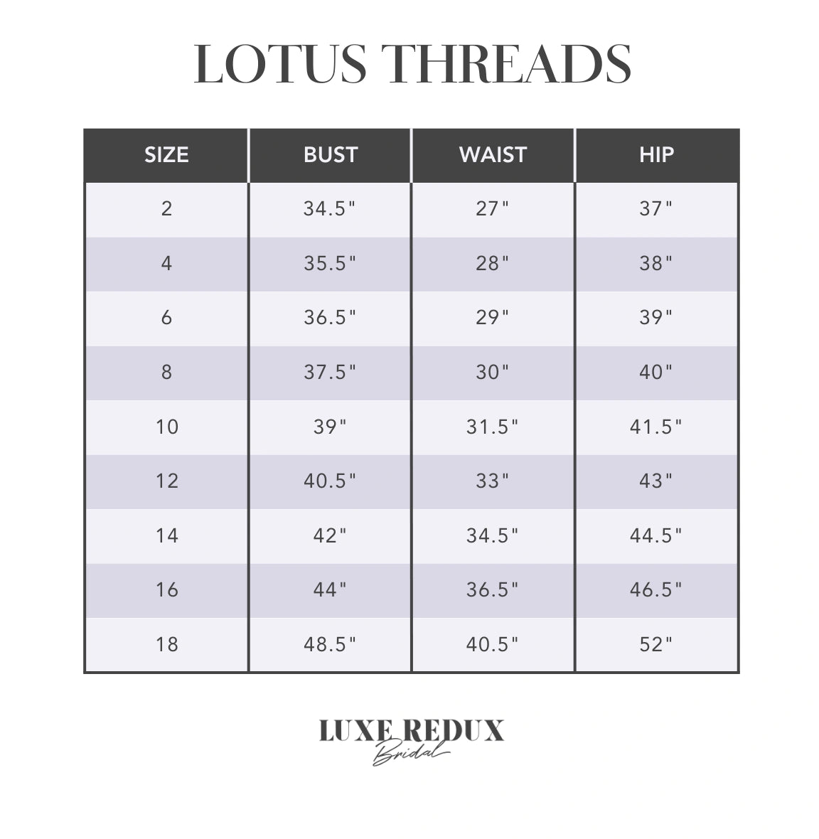 Lotus Threads 83096 - Size 20 Size Chart