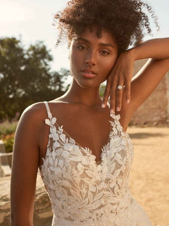Casual Garden Wedding Dress Sequined Lace Fit And Flare Wedding Dress 66321 Casual Garden Wedding Dress Sequined Lace Fit And Flare Wedding Dress 66321