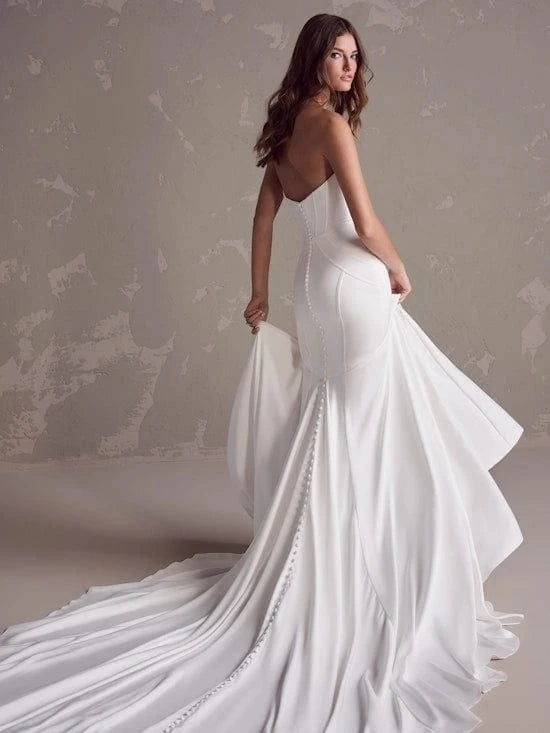 maggie sottero silk wedding dress Maggie Sottero "Leilani" Fitted Satin Bridal Gown (with lace