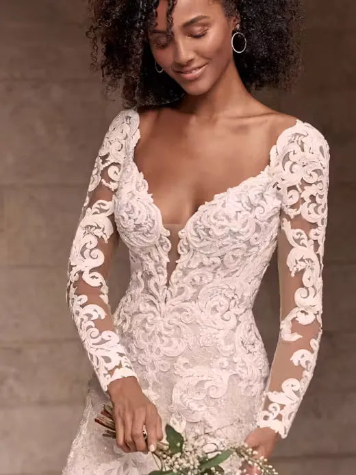 maggie sottero long ivory lace sleeves