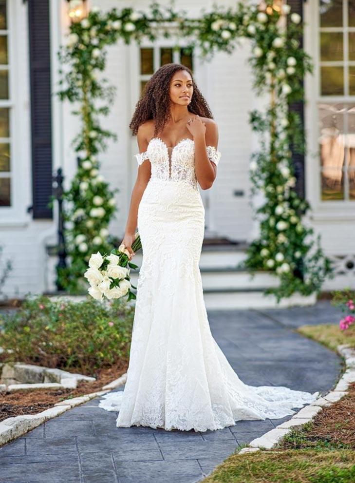 Luxe A1027W Flowing Off Shoulder Wedding Dress