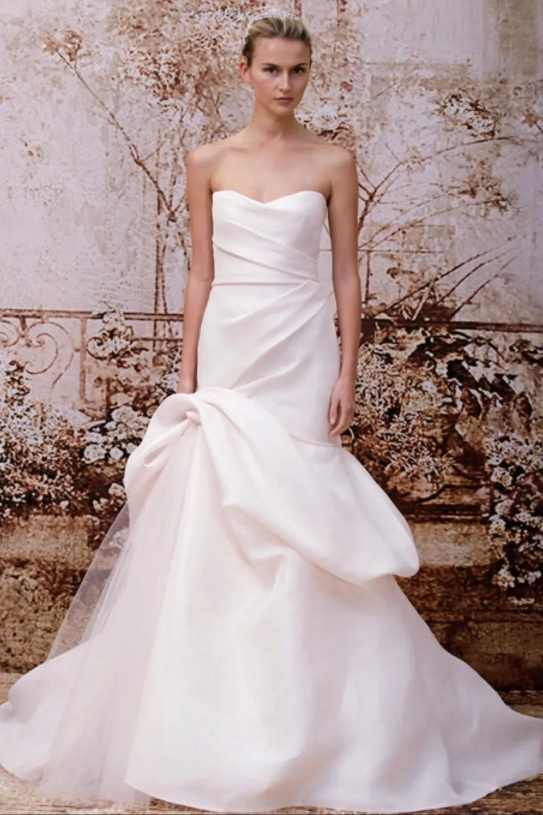 wedding dress mermaid Davinci Bridal 50662 Long Lace Wedding Dress Mermaid Bridal Gown Cap sleeve 4 / Ivory/Blush