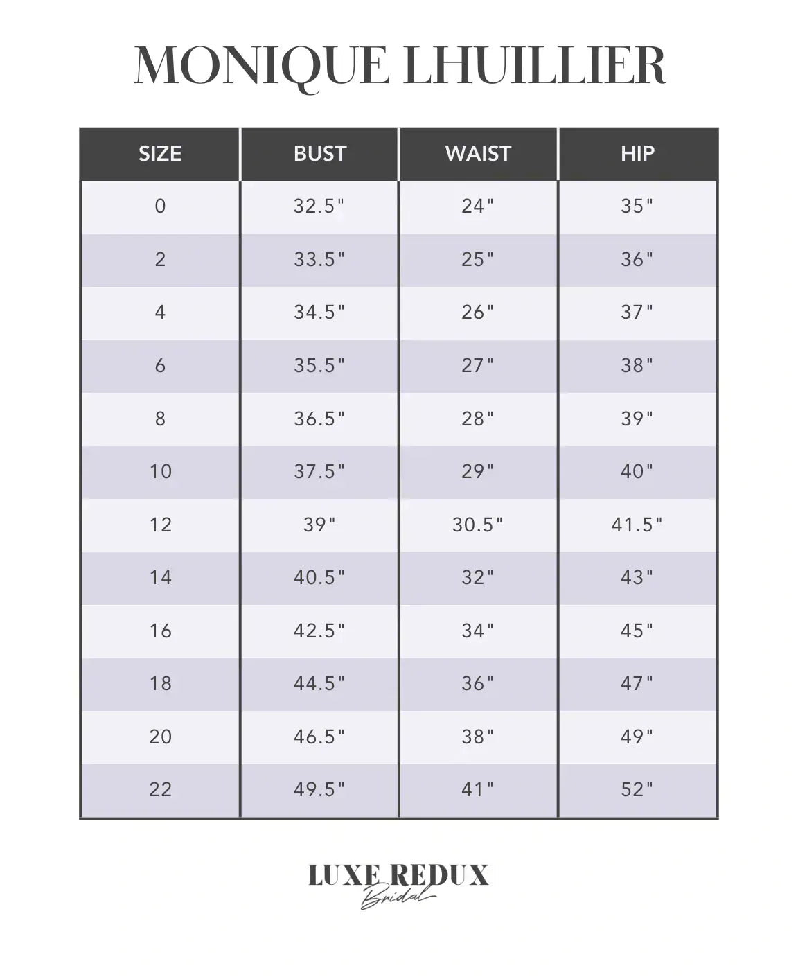 Monique Lhuillier Ambrosia - Size 8 Size Chart