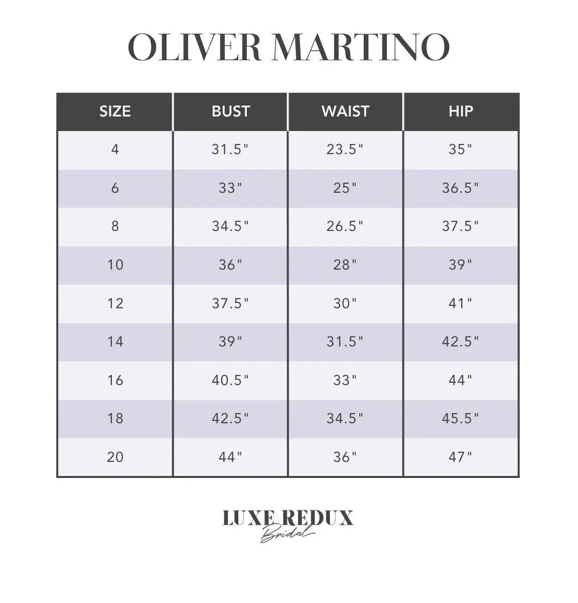 Oliver Martino Dove - Size 6 Size Chart