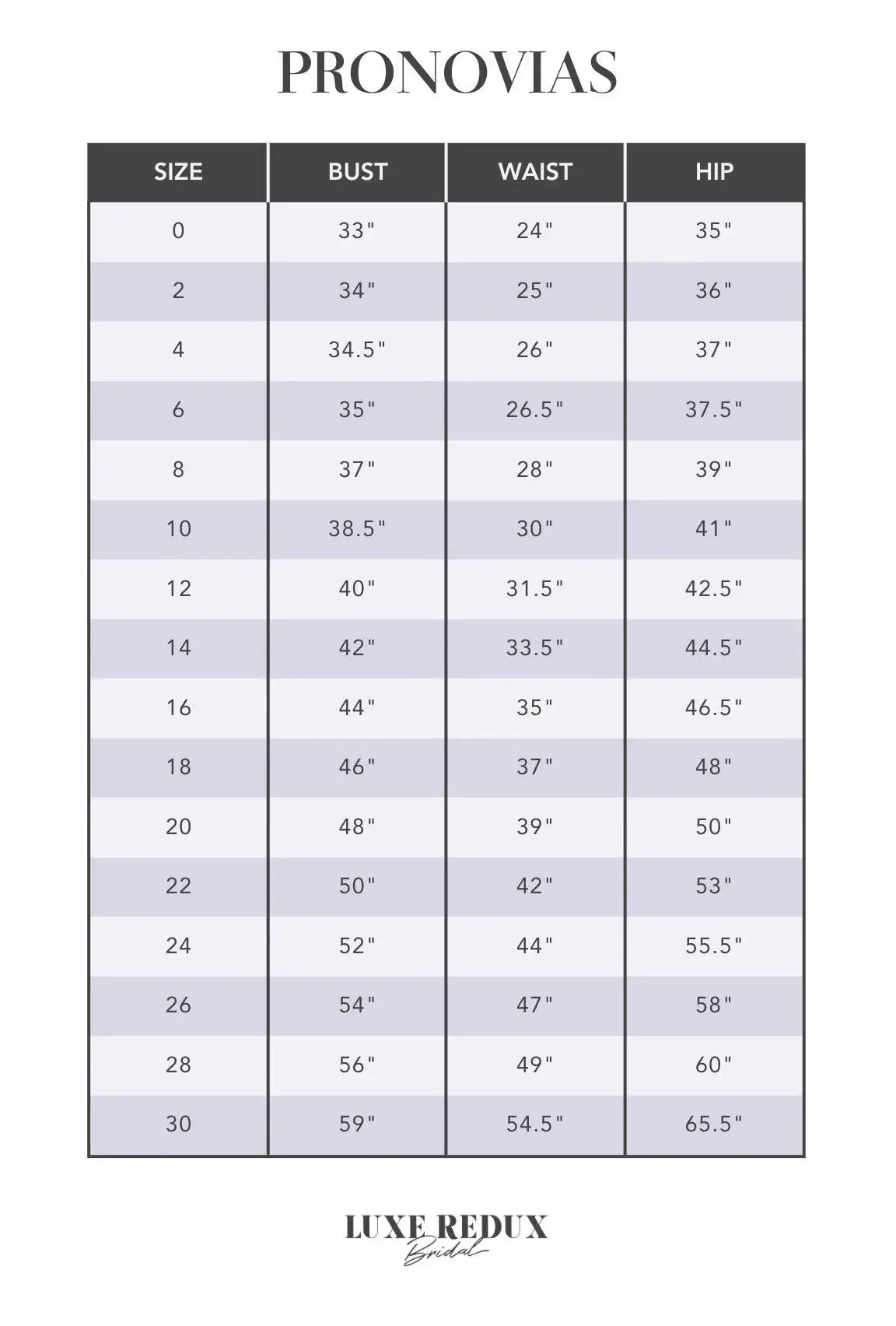 Pronovias Williams + Cape - Size 12 Size Chart