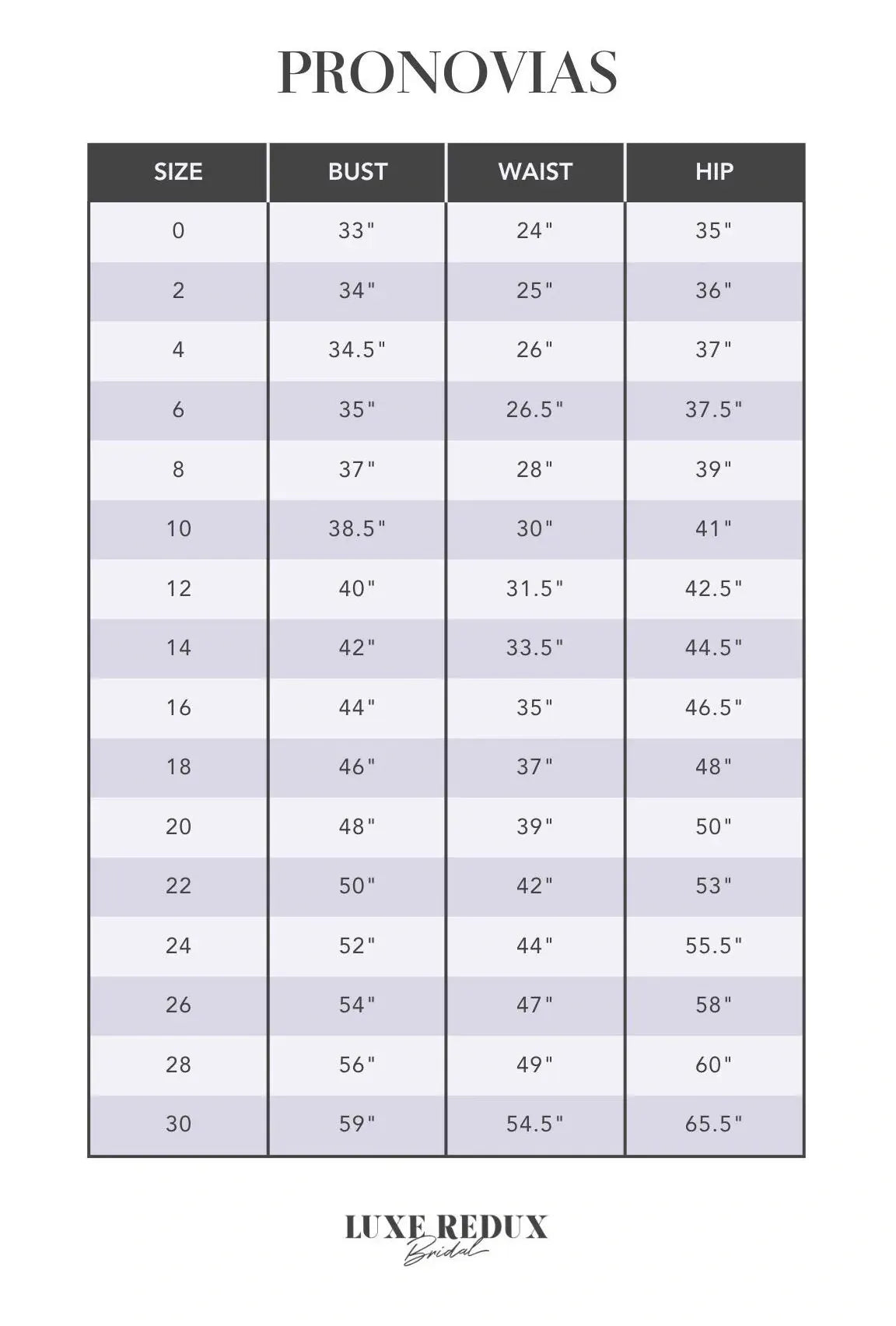 Pronovias Milanis - Size 12 Size Chart