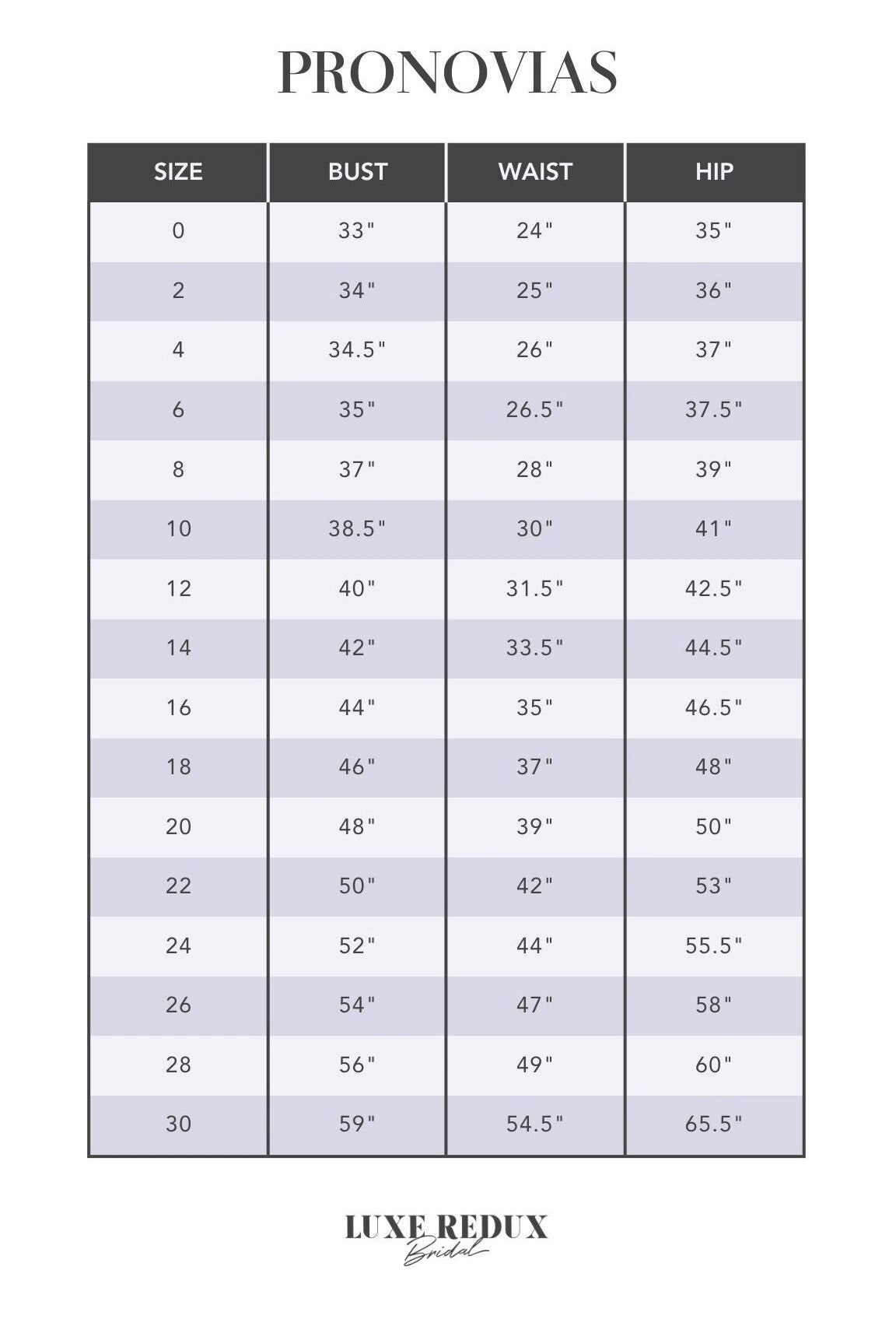 Pronovias Privee Ferrara - Size 10 Size Chart