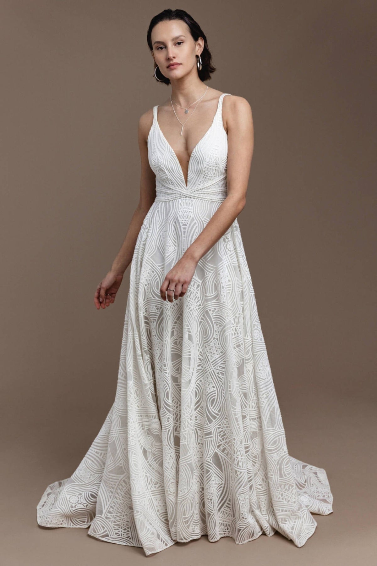 kylo lace dress L'AGENCE Kylo Shirt Dress In Ivory/Pale Mist Blue Lace Print