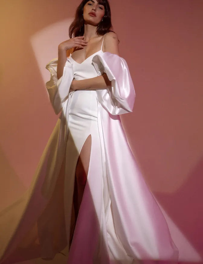 sarah seven ivory satin perry overskirt