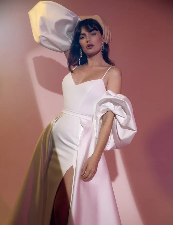 sarah seven ivory satin perry overskirt