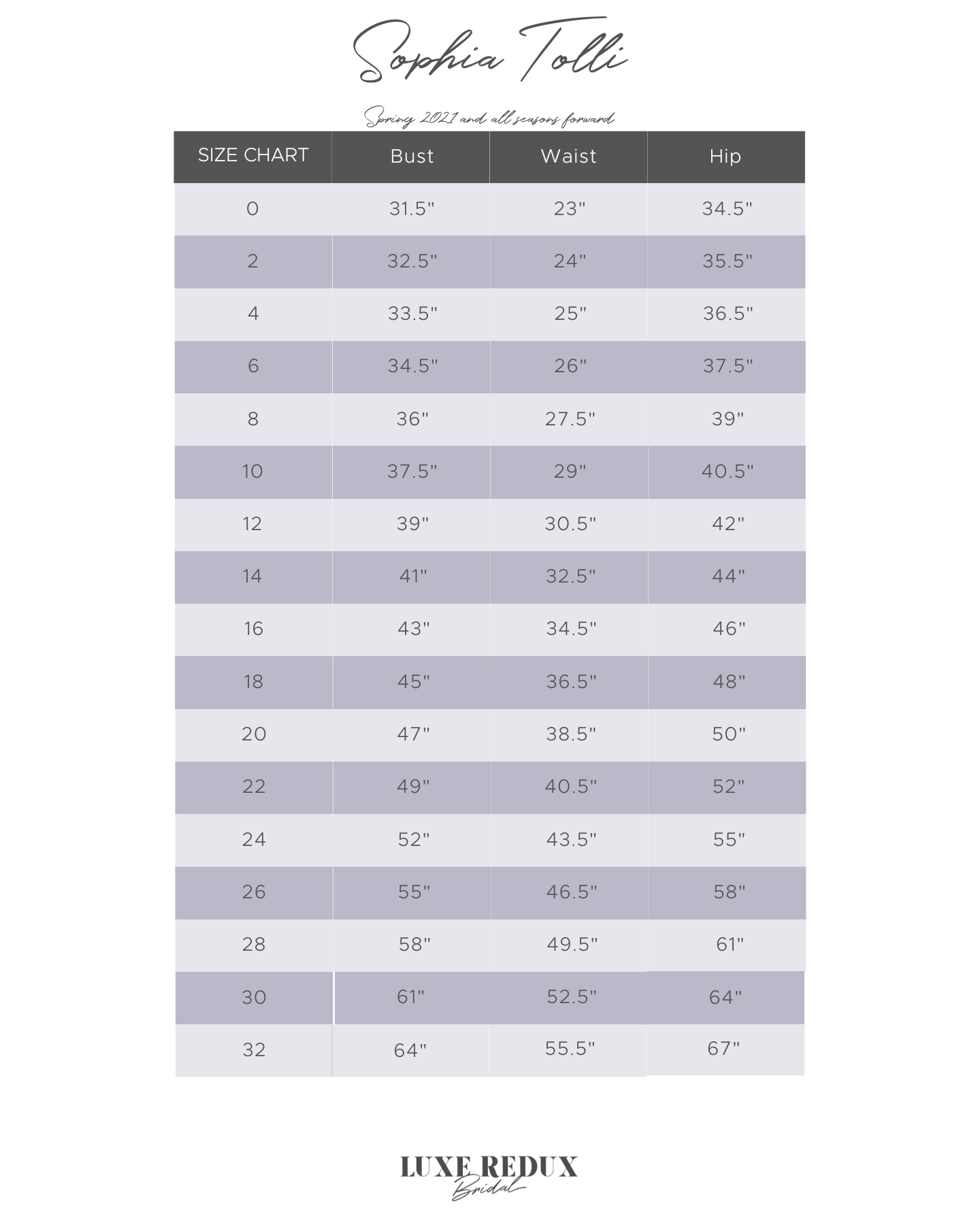 Sophia Tolli Noelle Y3137 - Size 16 Size Chart