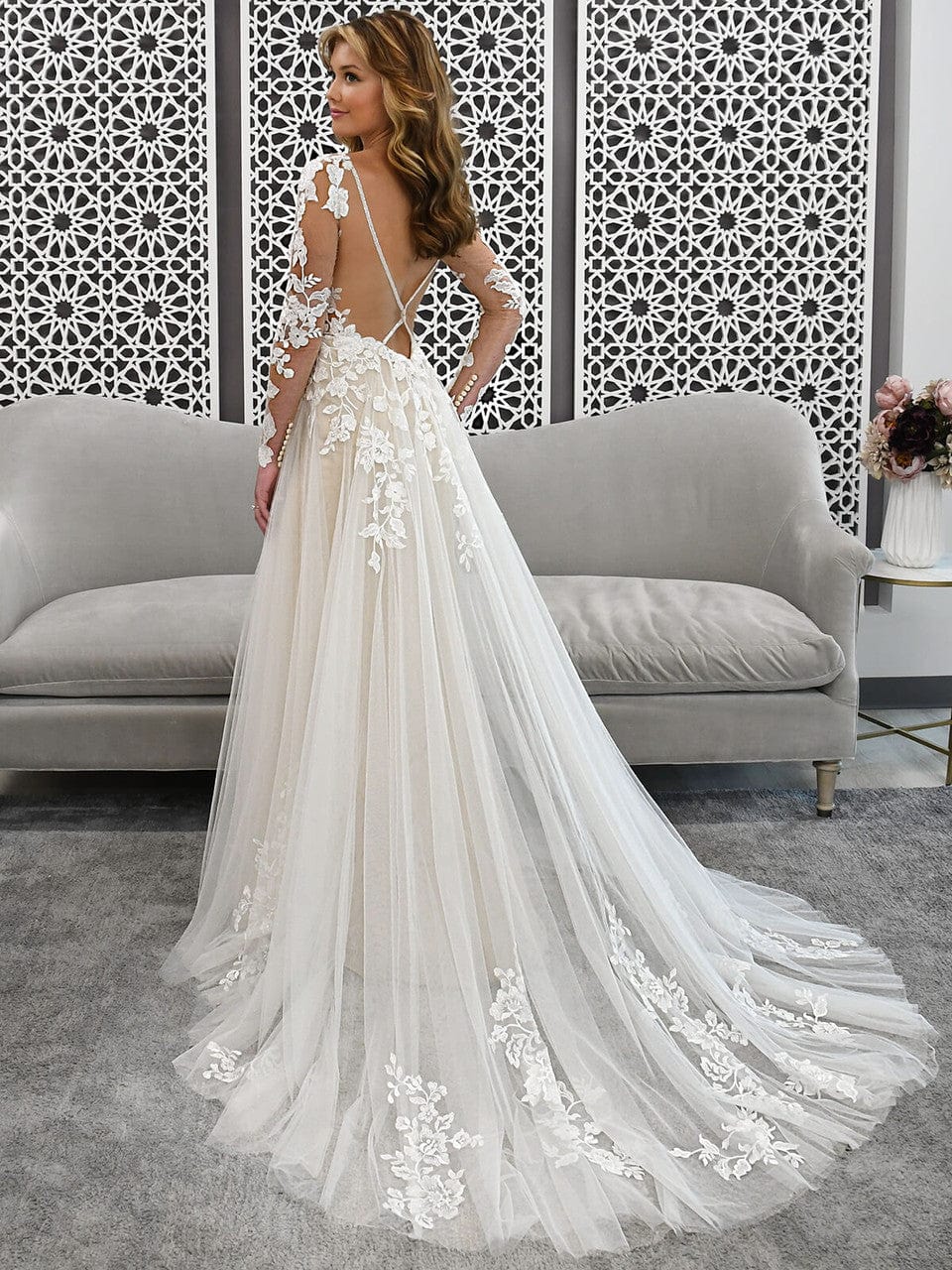 stella york fit and flare wedding dresses Flattering Chic Scoop Neckline Lace Fit-and-Flare Bridal Gown