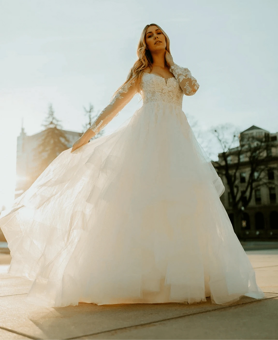 stella york long sleeve dress Wedding Dress with Chic Off-the-Shoulder Sleeves