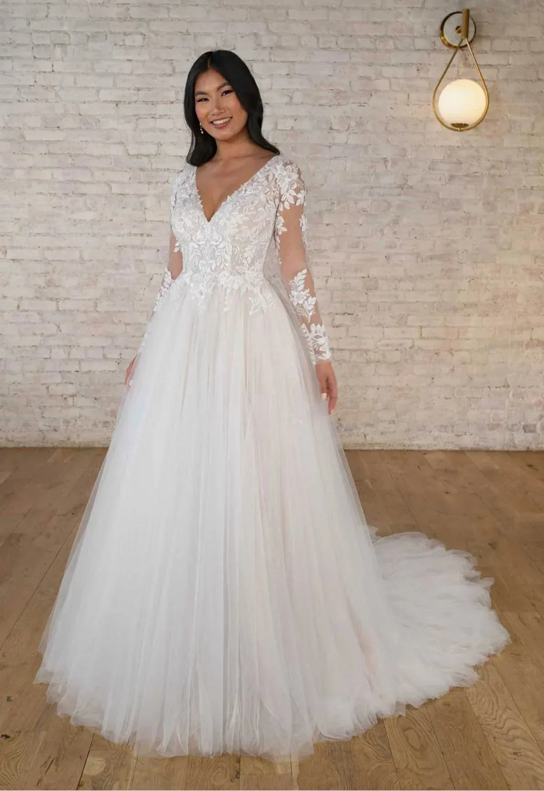 stella york long sleeve lace wedding dress Lace Long Sleeve Wedding Dress with Simple Skirt