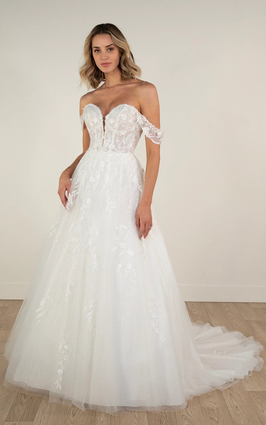 stella york off the shoulder dress Traditional Off-the-Shoulder Wedding Dress