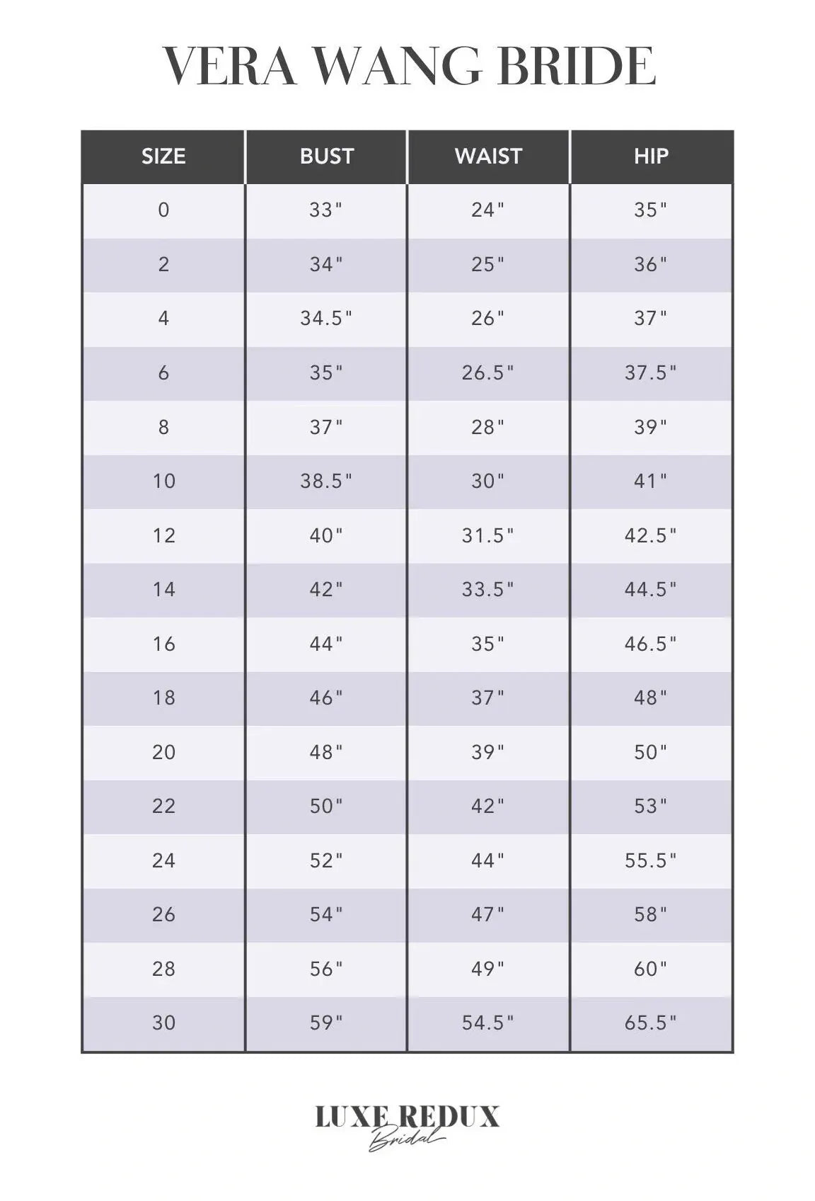 Vera Wang Bride Gizele - Size 12 Size Chart