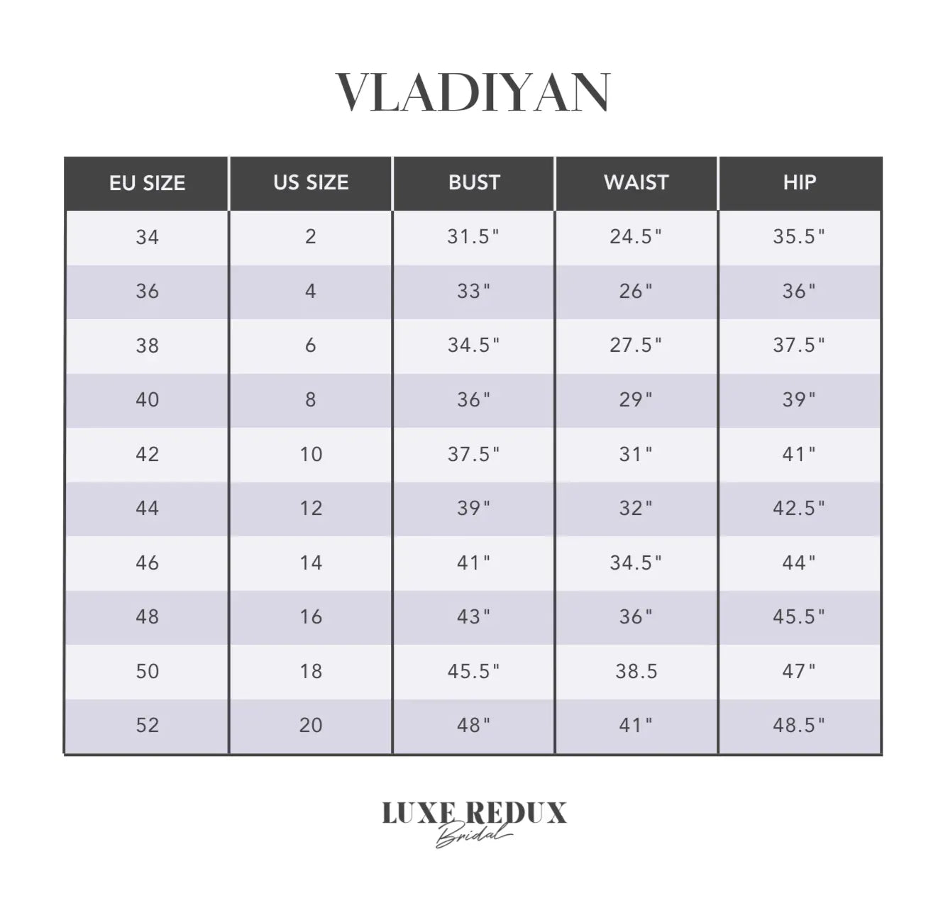 Vladiyan BF2003 - Size 6 Size Chart