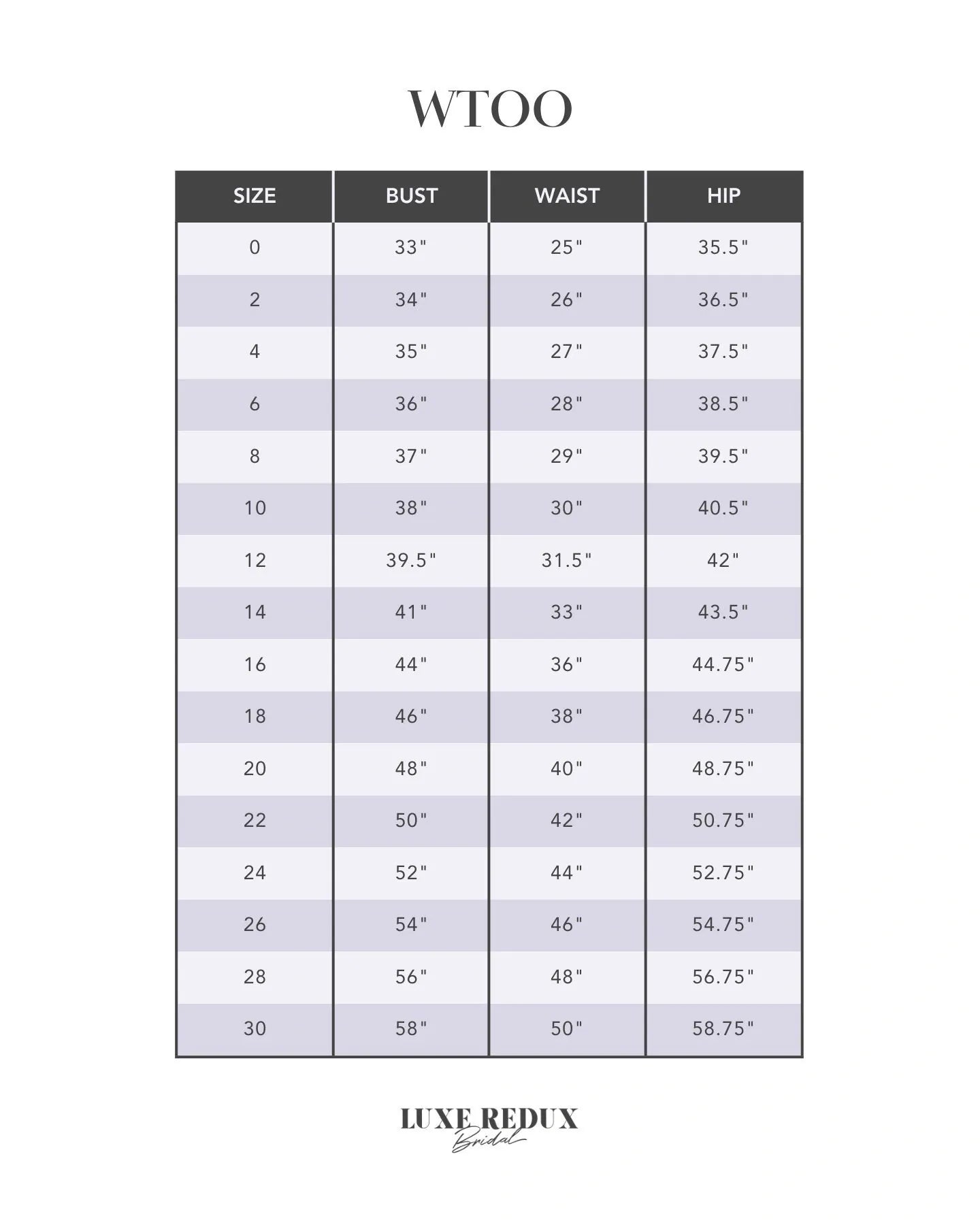 Watters Enola Modest 10212M - Size 10 Size Chart