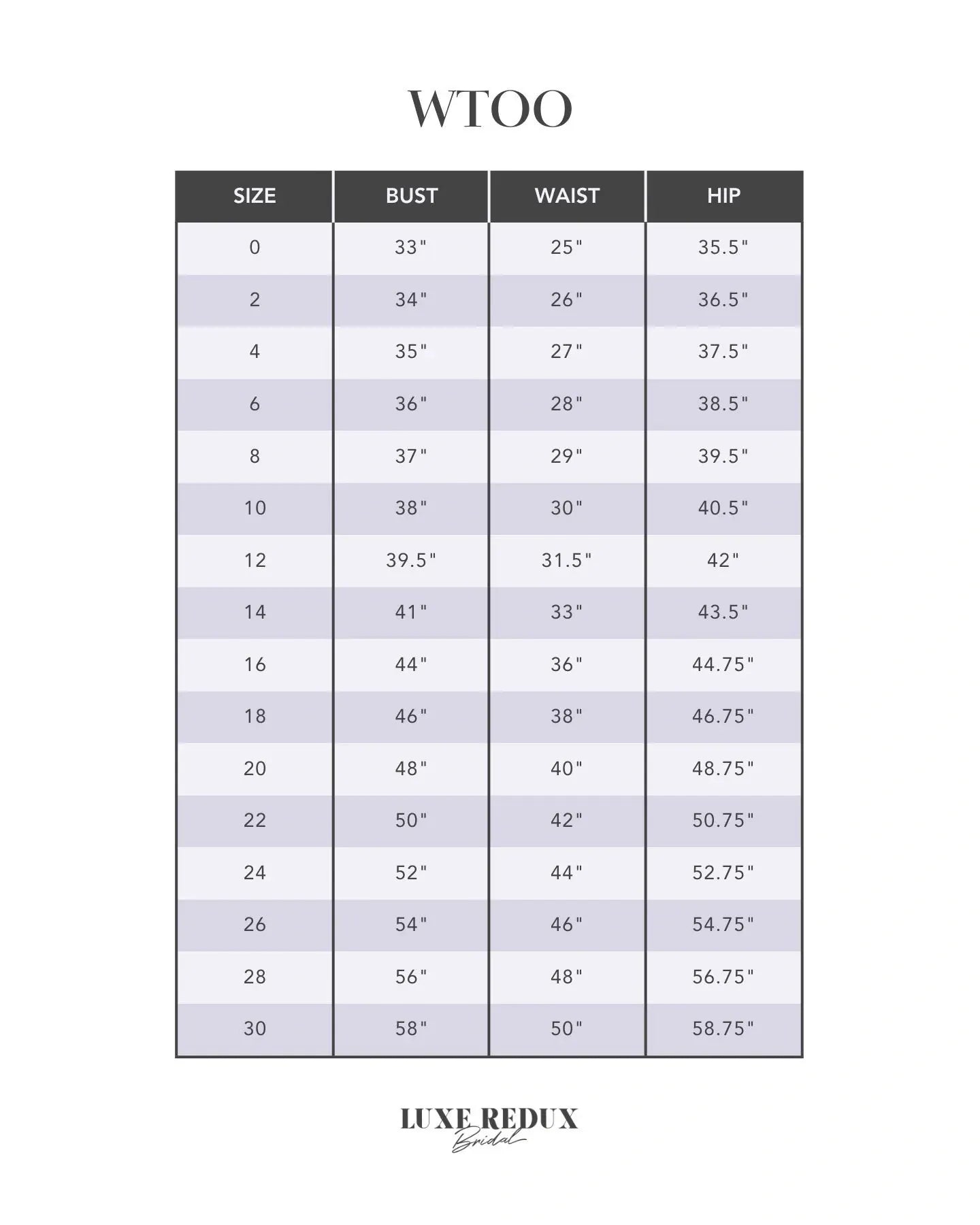 WTOO Lilly 11613 - Size 12 Size Chart