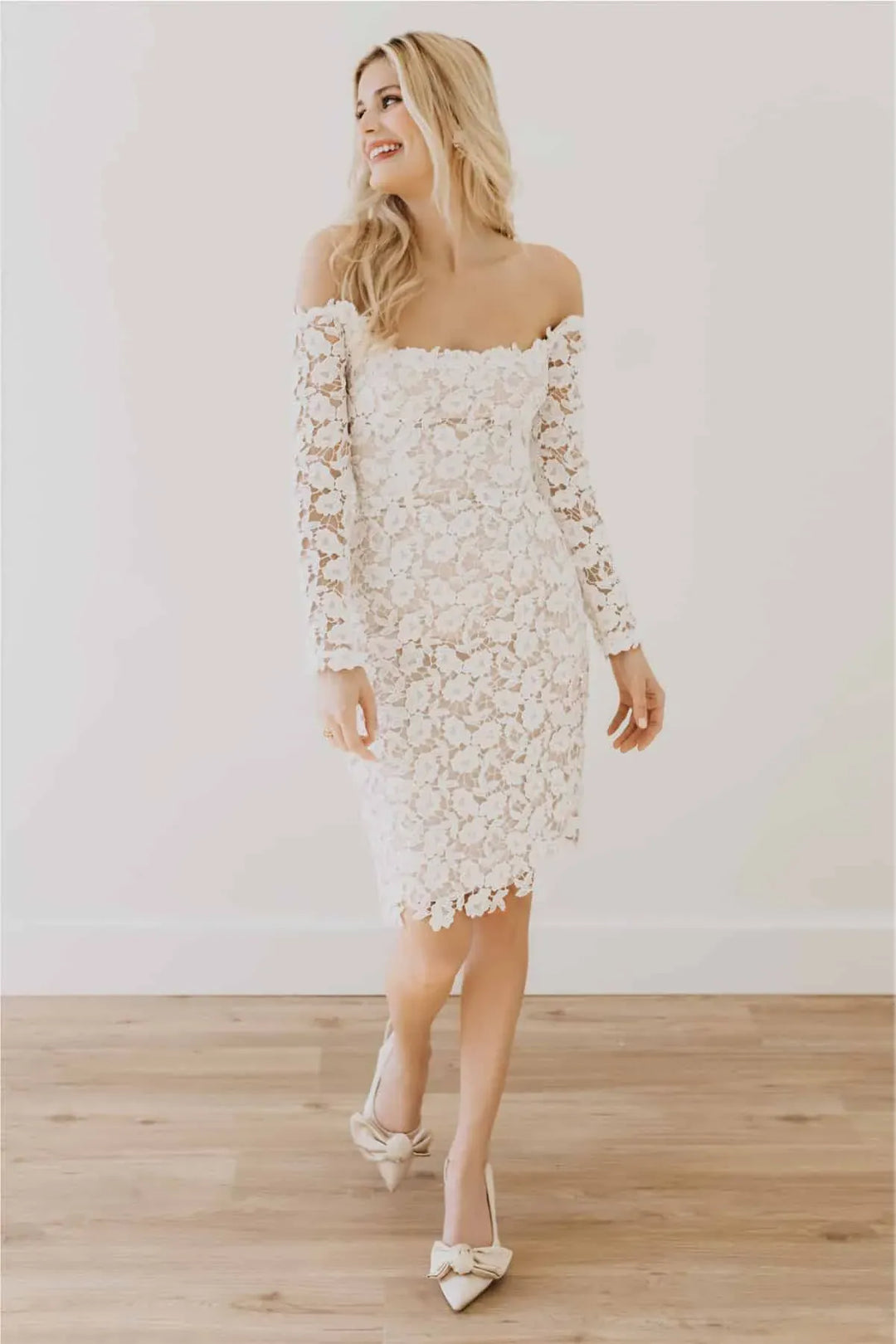 white cocktail dress for wedding Bell Sleeve Deep V Ruched Short Bridal Party XS A modern short beach wedding dress and one shoulder cocktail dress is perfect to wear as a simple wedding dress or rehearsal dinner dress Jane Summers Williams Short White
