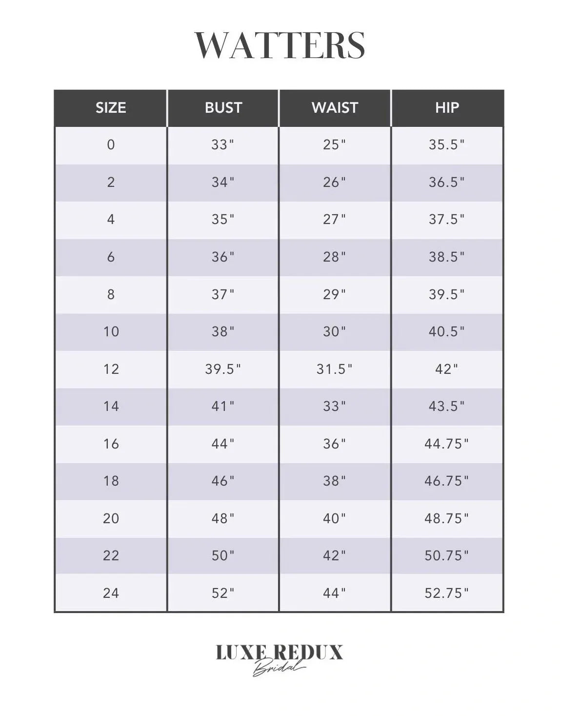 Locket by Watters Byrd 12641Z - Size 6 Size Chart